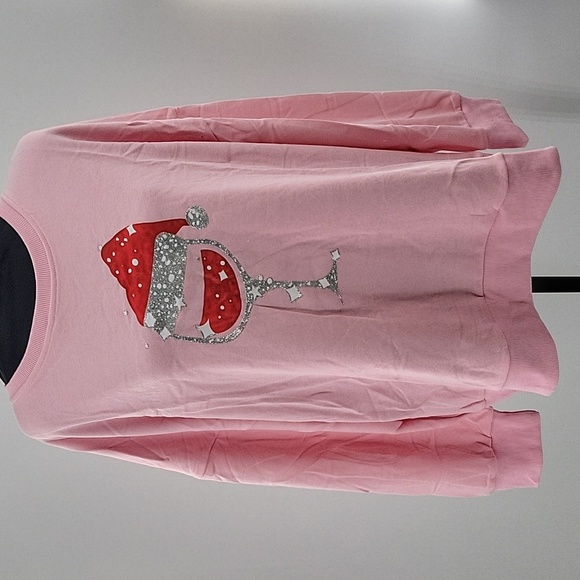 Pink Santa Wine Glass Sweatshirt New - Picture 13 of 15